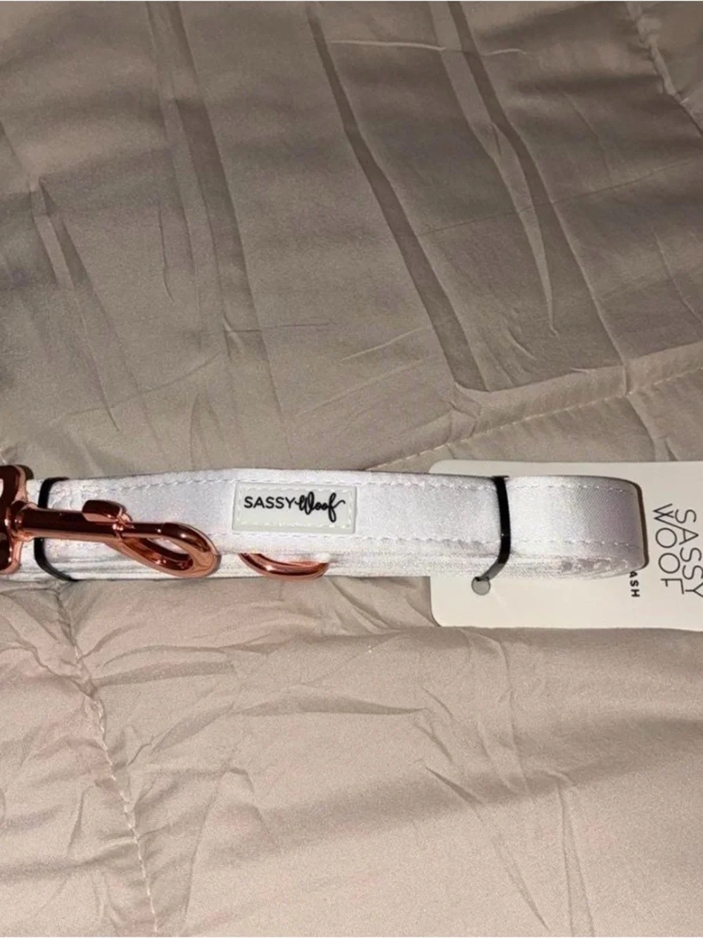 White Dog Leash with Rose Gold Hardware